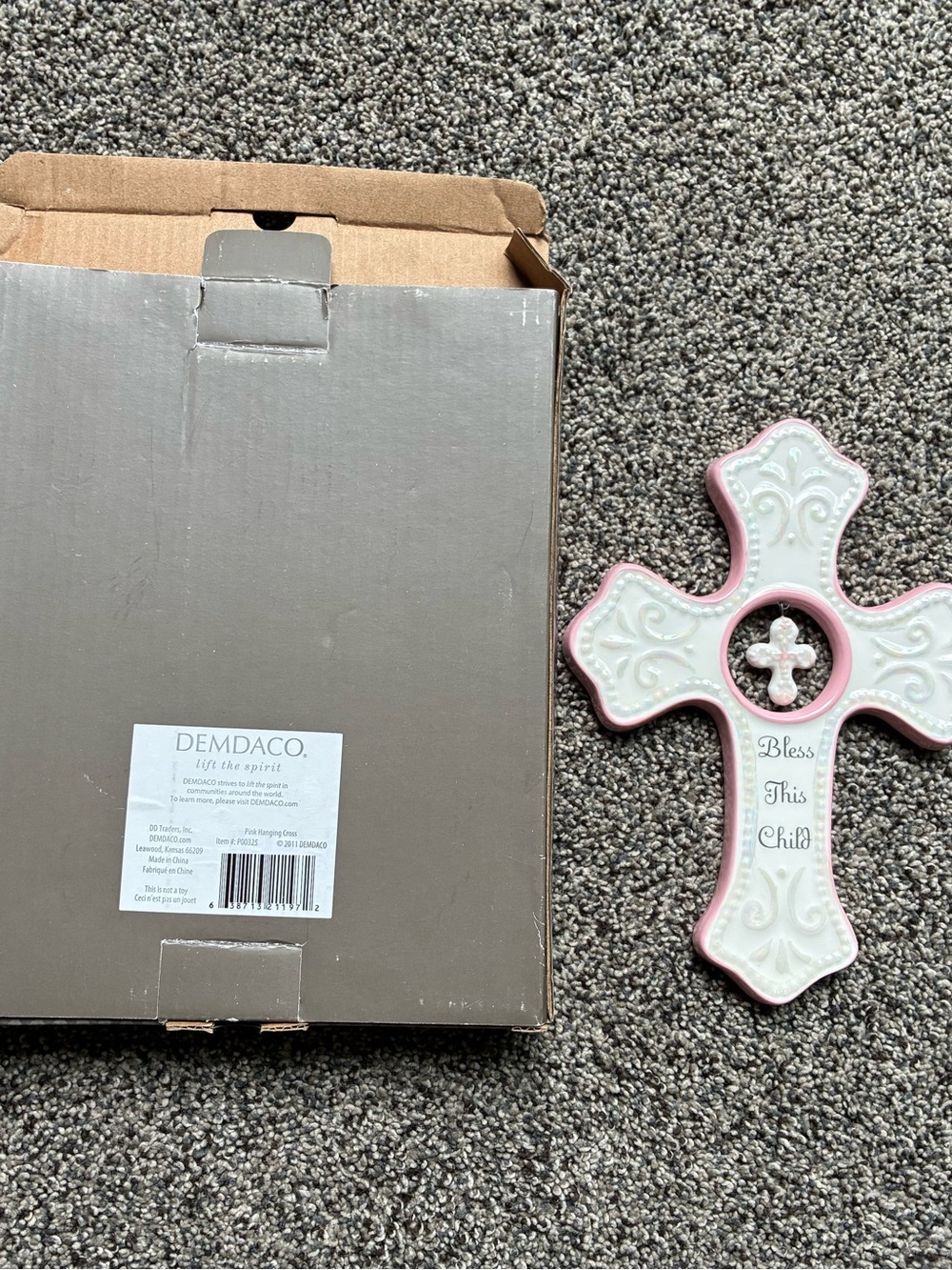 New in Box Demdaco Baby Girl Baptism Bless this Child Hanging Cross